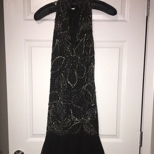 Black Sequins Halter Dress